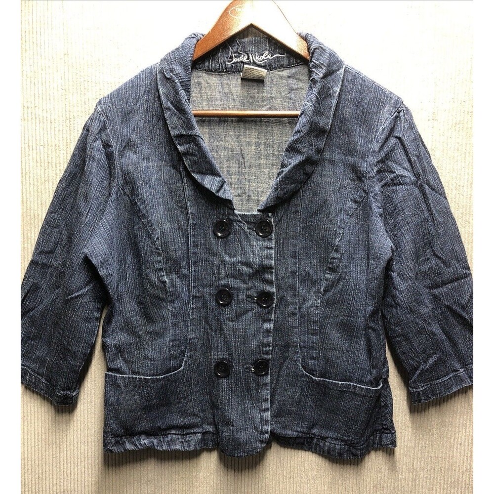 Jamie Nicole Womens Denim Jacket 14 Lightweight Tailored Blazer Career Casual